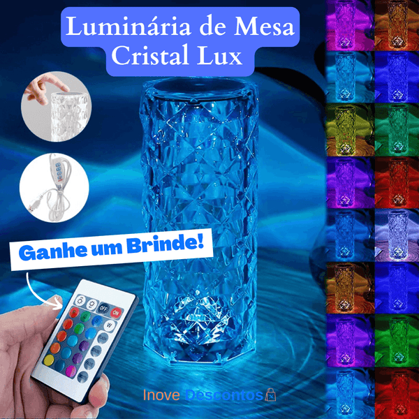 Luminária com LED e Toque Touch - Cristal Lux + Brinde Surpresa - inovedescontos