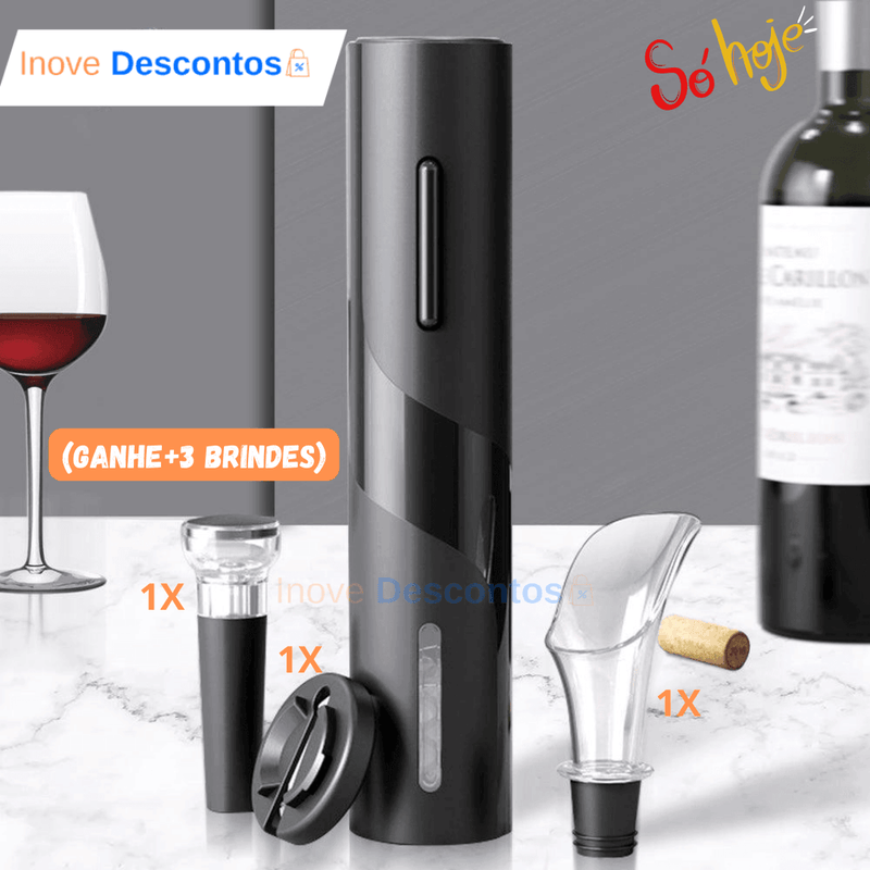 Abridor de Vinho Elétrico The Lux +3 Brindes de Luxo