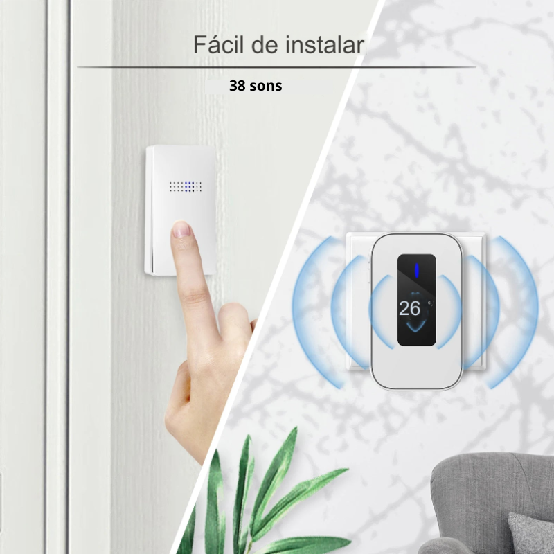 Campainha Moderna sem fio impermeável com Sensor Térmico