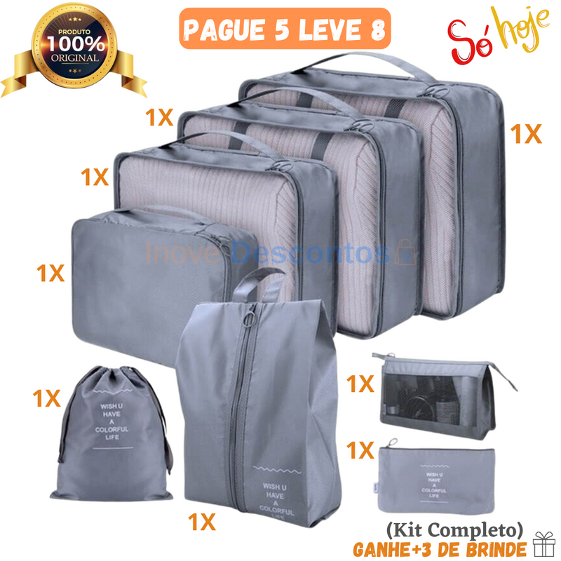 Kit 8 Bolsas Organizadoras á Prova d'água (+3 de Brinde)