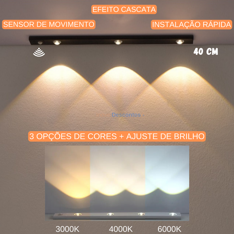 (COMPRE 1 LEVE 2) Kit 2 Luminárias Recarregável com sensor de movimento