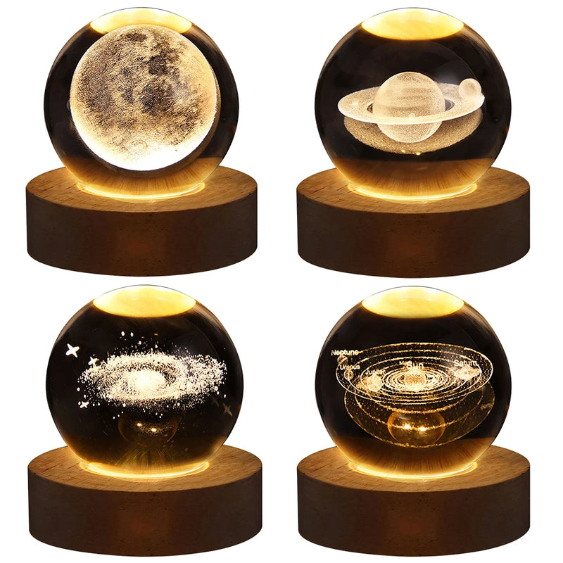 Esfera de Cristal Planetária 3D Galaxy Lum