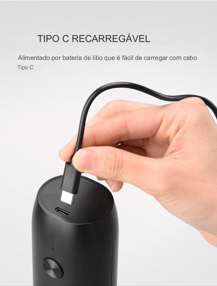 Moedor Automático de Temperos USB Recarregável