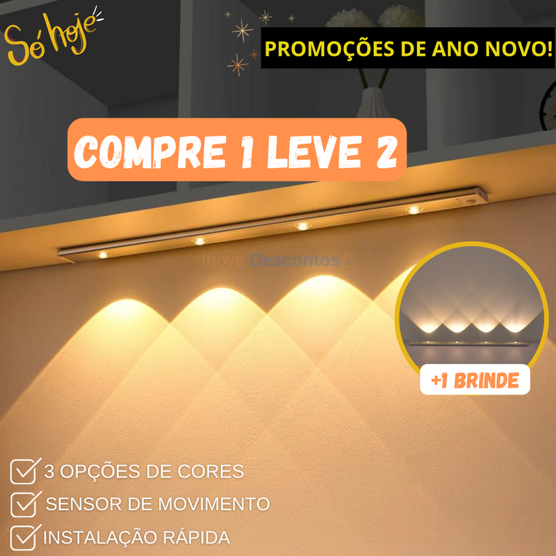 (COMPRE 1 LEVE 2) Kit 2 Luminárias Recarregável com sensor de movimento