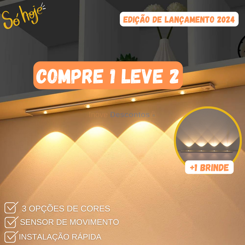 (COMPRE 1 LEVE 2) Kit 2 Luminárias Recarregável com sensor de movimento