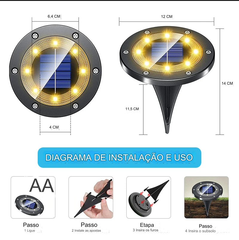 Luminarias Solares Automáticas de chão á prova d´água