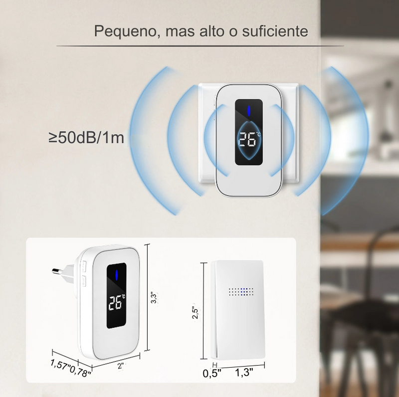 Campainha Moderna sem fio impermeável com Sensor Térmico