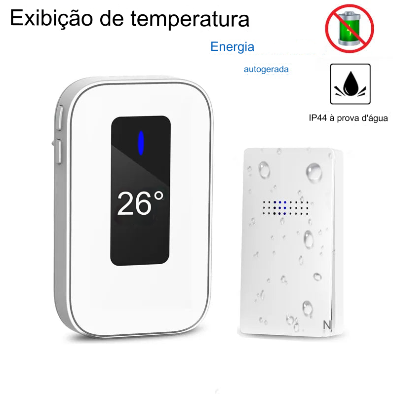 Campainha Moderna sem fio impermeável com Sensor Térmico