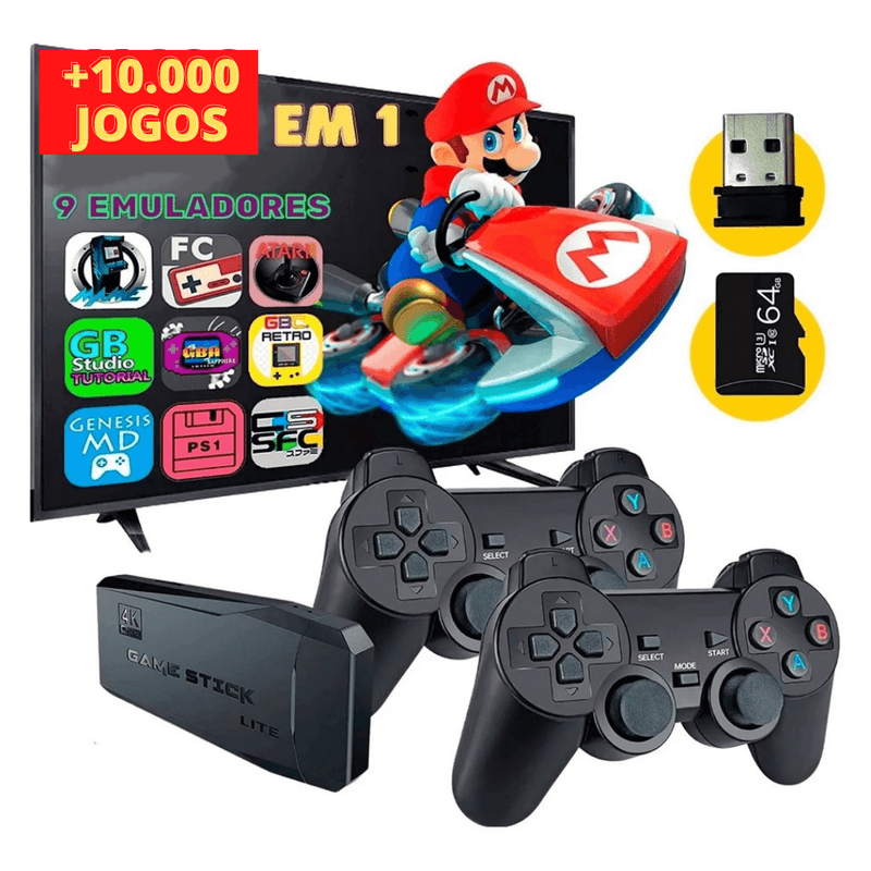 Video Game Stick Retrô Original 4K HD 10000 jogos (Últimas unidades) - inovedescontos