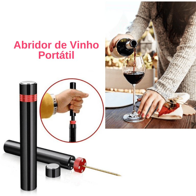 Abridor de vinho portátil profissional - Wine Pump - inovedescontos