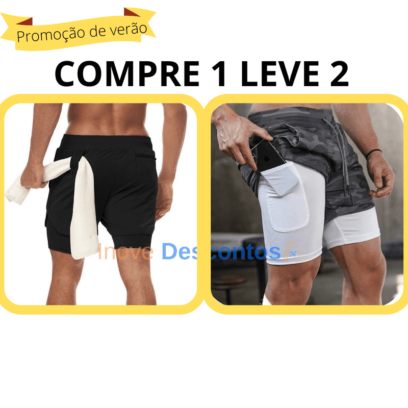 (COMPRE 1 LEVE 2) Short Esportivo FitPro [ORIGINAL] - inovedescontos