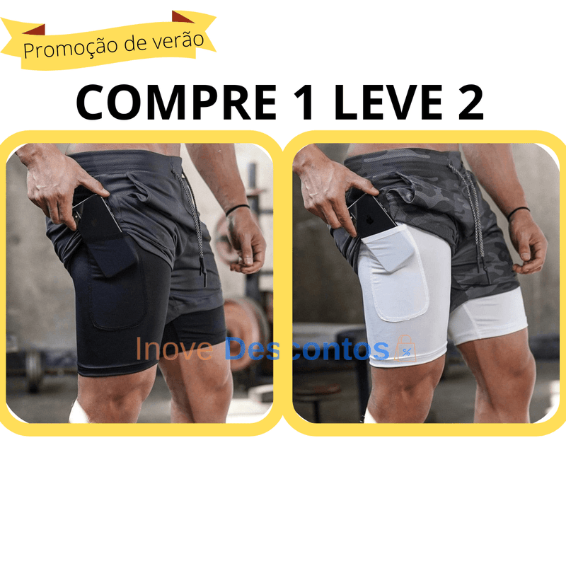 (COMPRE 1 LEVE 2) Short Esportivo FitPro [ORIGINAL] - inovedescontos