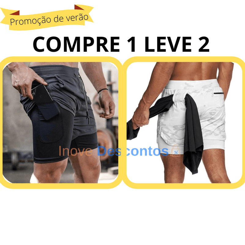 (COMPRE 1 LEVE 2) Short Esportivo FitPro [ORIGINAL] - inovedescontos