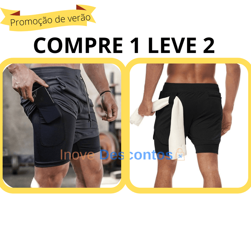 (COMPRE 1 LEVE 2) Short Esportivo FitPro [ORIGINAL] - inovedescontos