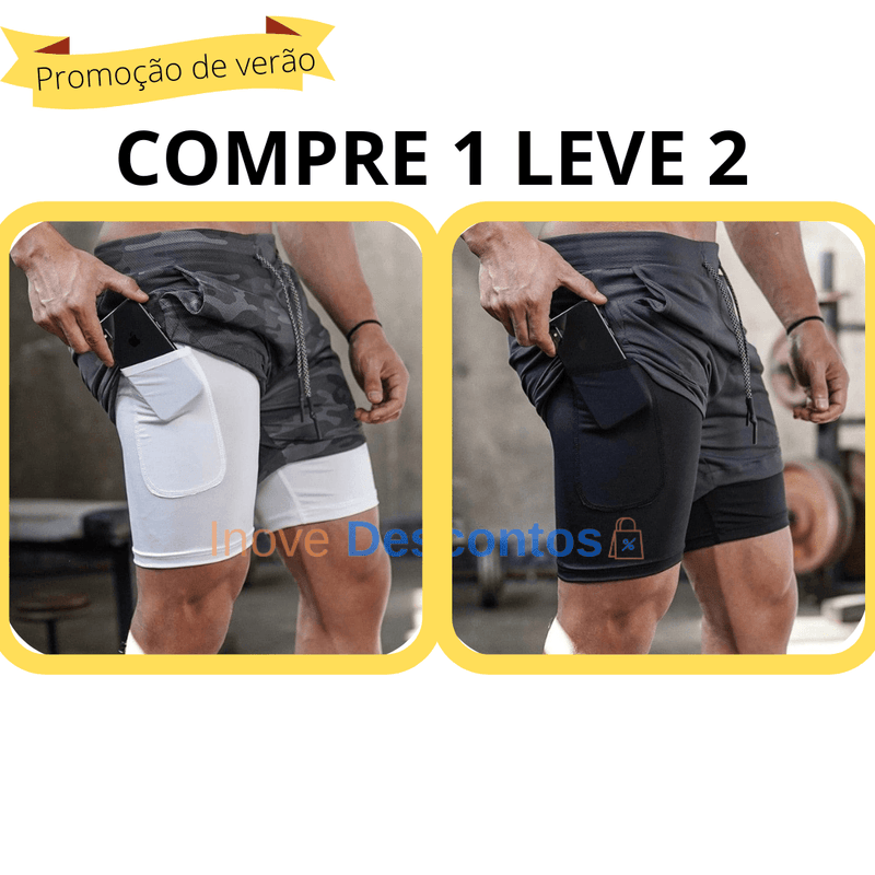 (COMPRE 1 LEVE 2) Short Esportivo FitPro [ORIGINAL] - inovedescontos