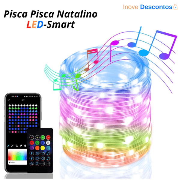 Pisca Pisca Natalino LED Smart Controlado Via Bluetooth Celular - inovedescontos