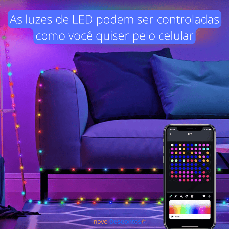 Pisca Pisca Natalino LED Smart Controlado Via Bluetooth Celular - inovedescontos