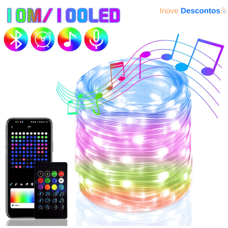 Pisca Pisca Natalino LED Smart Controlado Via Bluetooth Celular - inovedescontos